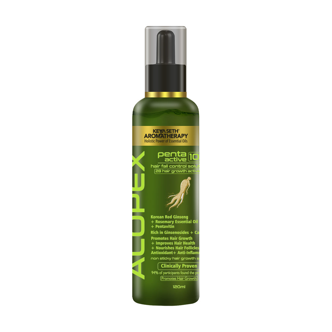 Alopex Penta Active 10, Solution for New Hair Growth & Hair Fall Control, Enriched with Korean Red Ginseng, Biotin & Vitamin E (Clinically Proven) - Keya Seth Aromatherapy