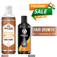 Hair Growth Oil Treatment Kit – Moisture Boost Shampoo & Alopex Long N Strong Hair Oil with Rosemary, Tea Tree, Honey & Provitamin B5 for Hydration, Strength & Hair Growth - Keya Seth Aromatherapy