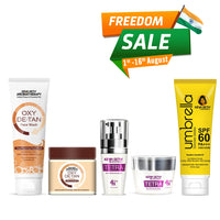 Tan Removal Skincare Routine – Facewash, Serum, Face Pack & SPF 60 to Exfoliate, Brighten, Fade Tan, Dark Spots & Protect from Sun Damage - Keya Seth Aromatherapy