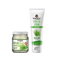 Aloe Vera Essential Skin Care Routine Kit for All Skin Types for Men & Women I Facewash + Gel Moisturizer, Soothes & Repairs Skin I Pure Aloe Vera Gel. - Keya Seth Aromatherapy