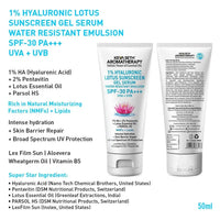 Complete Hydrating & Plumping Kit: Hyaluronic Lotus Face Wash, 1.5% Serum, Gel Moisturizer with 2% Pentavitin + Parsol HS, SPF 30+++ Sunscreen for Intense Hydration & Skin Barrier Repair - Keya Seth Aromatherapy