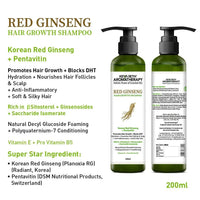 Korean Red Ginseng Hair Growth Shampoo, Blocks DHT, Pentavitin, Decyl Glucoside + Conditioners, Hydration Nourishes Hair & Scalp - Keya Seth Aromatherapy