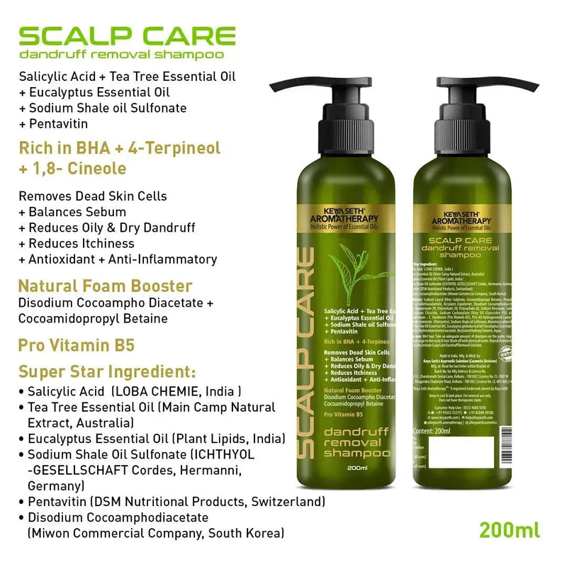 Scalp care Dandruff Removal Shampoo with Salicylic Acid, Tea Tree & Eucalyptus Oil –Reduces Dandruff & Flakes, Soothes Itchy scalp & Nourishes Hair