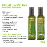 Hair Milk Keratin Care, Hair Cream for Hair Growth, Nourishing & Styling Enriched with Milk Protein, Vitamin E & Essential Oil for Daily Use - Keya Seth Aromatherapy