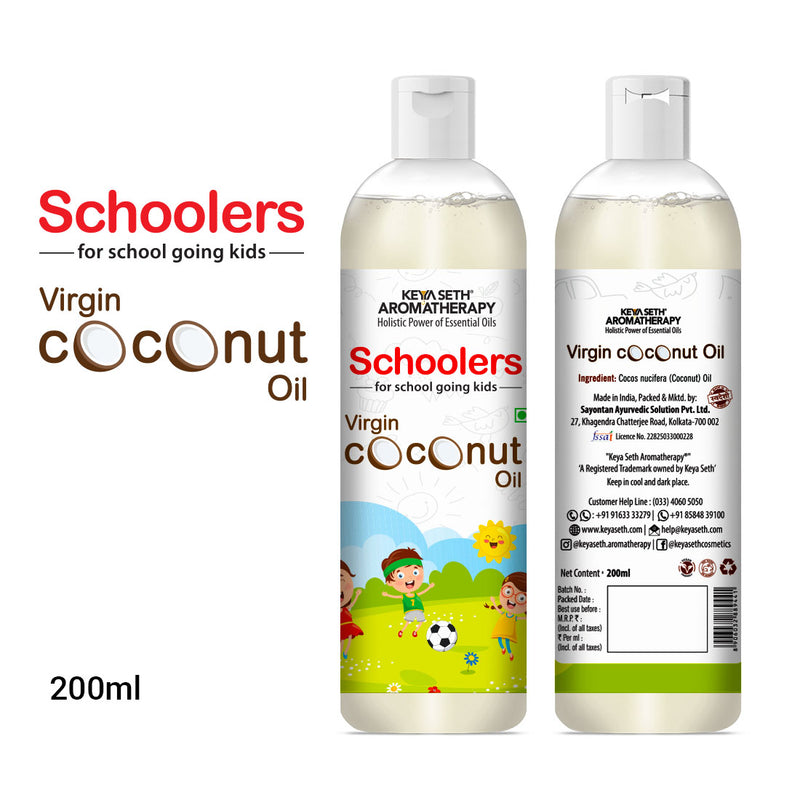 Schoolers Virgin Coconut Kids & Baby Massage Oil – Soft, Non-Sticky, Moisturizing & Soothing for Skin & Hair - Keya Seth Aromatherapy