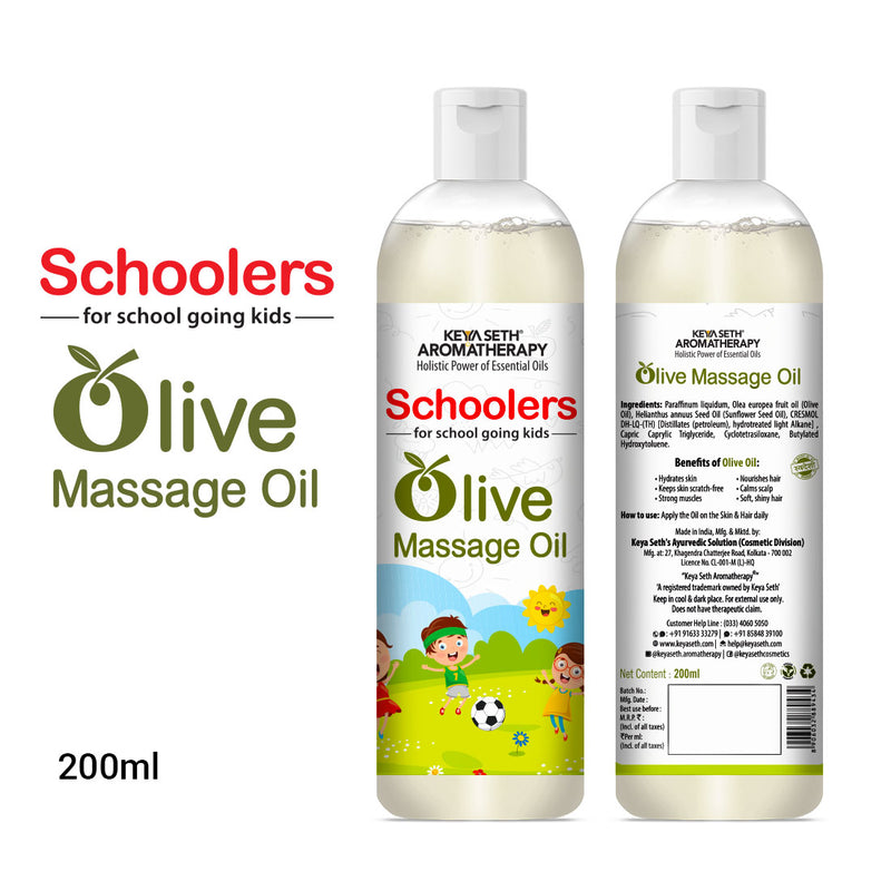 Schoolers Olive Kids & Baby Massage Oil – Soft, Non-Sticky, Light-weight & Quick-Absorbing Skin & Hair Nourishment - Keya Seth Aromatherapy