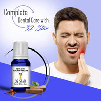 32 Star-Dental & Gum Solution, Toothache, Gum Swelling, Infection, Breath Refresher Natural Therapeutic Essential Oil Blend Tea Tree & Clove 10ml