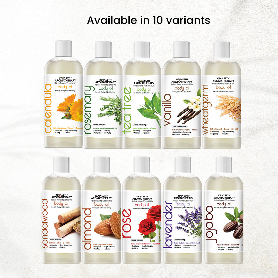 Rose Body Oil - Deep Moisturising, Anti-Ageing, Soothing For Glowing Skin; Non-Sticky, Quick-Absorbing - Keya Seth Aromatherapy