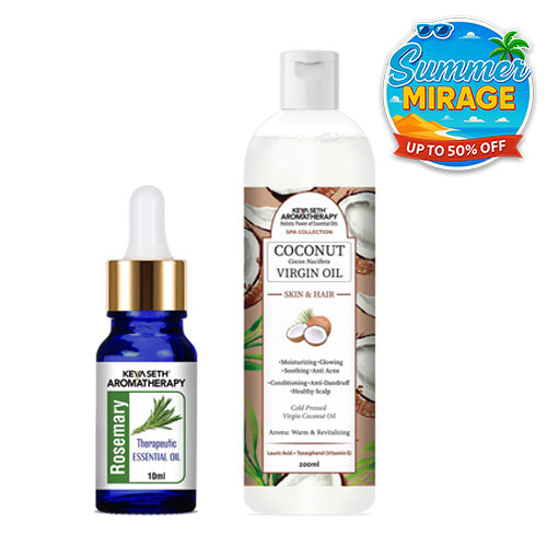 Rosemary Essential Oil DIY Hair Growth Kit for Hair Regrowth, Dandruff Control, Scalp Nourishment, Itchy Scalp Relief & Frizz Reduction - Keya Seth Aromatherapy