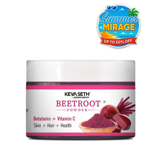 Beetroot Powder with Betalains & Vitamin C for Glowing Skin, Moisturizing, Anti-Aging, Natural Hair Color, Dandruff Control & Immunity Boost - Keya Seth Aromatherapy