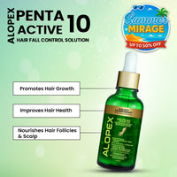 Alopex Penta Active 10, New Hair Growth Serum & Hair Fall Control, Enriched with Korean Red Ginseng, Biotin & Vitamin E (Clinically Proven) - Keya Seth Aromatherapy