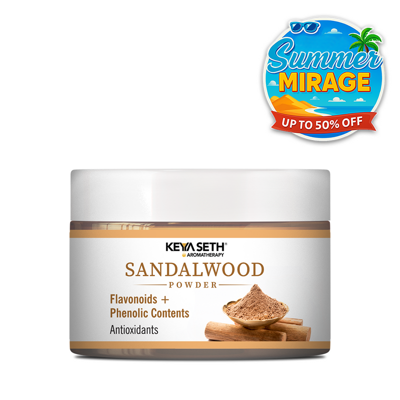 Sandalwood Powder Face Pack with Phenolic Contents & Flavonoids for Tan Removal, Acne Reduction, Anti-Aging, Cooling & Even Skin Tone - Keya Seth Aromatherapy