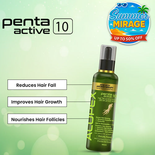 Alopex Penta Active 10, New Hair Growth Serum & Hair Fall Control, Enriched with Korean Red Ginseng, Biotin & Vitamin E (Clinically Proven) - Keya Seth Aromatherapy