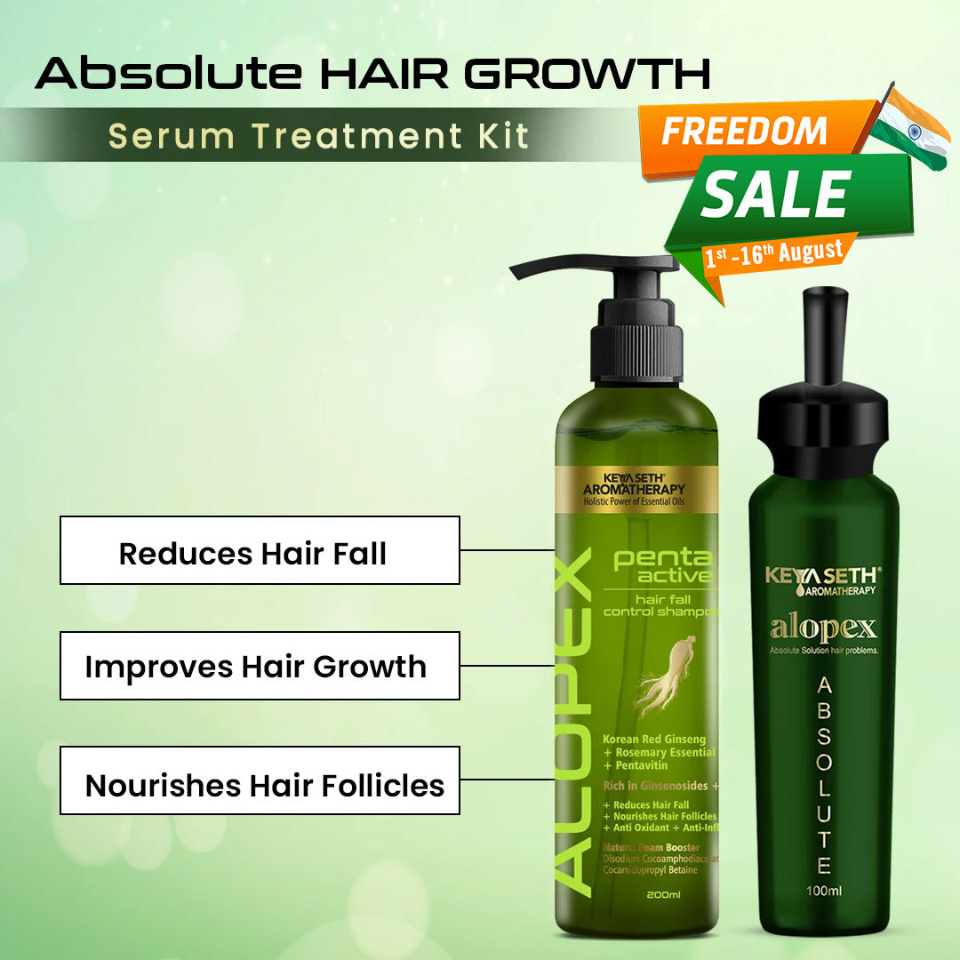 Absolute Hair Growth Serum Treatment Kit–Shampoo & Solution with Biotin, Rosemary & Ginseng - Keya Seth Aromatherapy