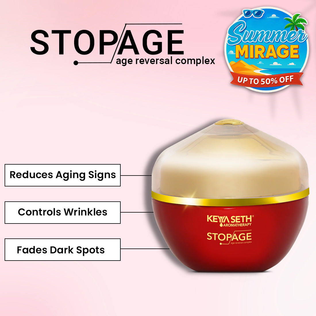 Stopage-Age Reversal Treatment - Reduces Signs of Aging & Control Wrinkles, Rejuvenating, Night Cream for Glowing & Youthful Skin with Goodness of Essential Oil - Keya Seth Aromatherapy