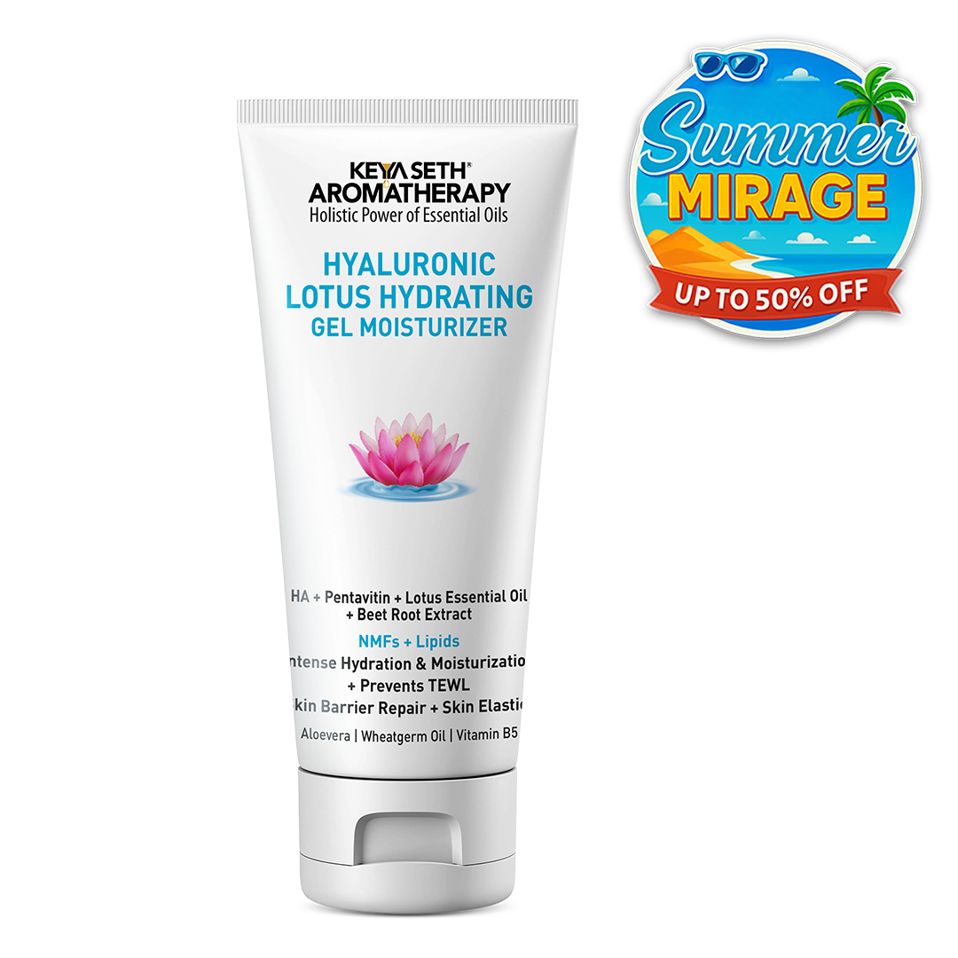 Hyaluronic Lotus Hydrating Gel Moisturizer, Pentavitin + Beet Root Extract, NMFs + Lipids, Intense Moisturization & Skin Barrier Repair - Keya Seth Aromatherapy