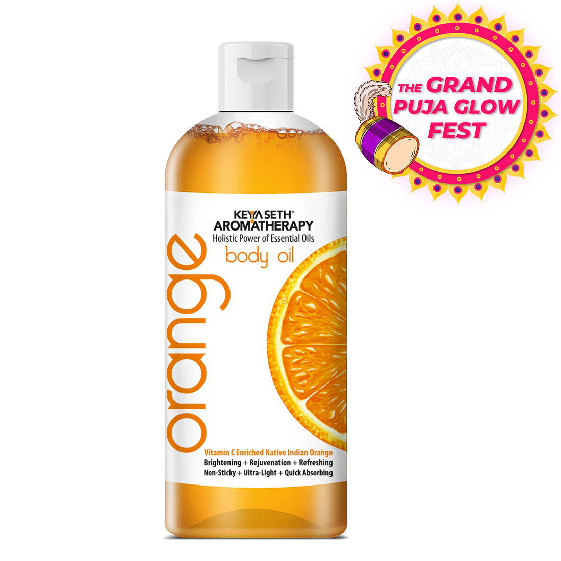 Orange Body Oil, Vitamin C Enriched, Brightening, Rejuvenating & Refreshing - Keya Seth Aromatherapy