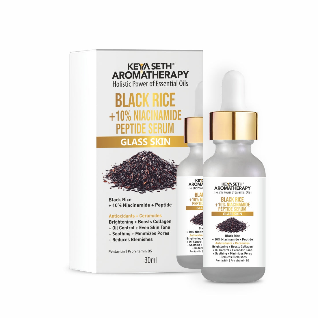 Black Rice Serum for Clear Glass Skin with Black Rice, Niacinamide & Peptide Reduces Blemishes, Boost Collagen & Even Complexion for Men/Women 30ml