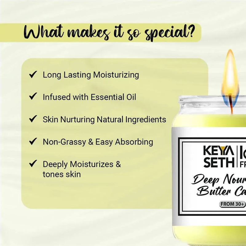 Lab Fresh Deep Nourishing Butter Candle - From 30+ Enriched with Bakuchi & Neroli Oil, Prevents Acne, Wrinkles, Ageing & Dry Skin, Butter Candle, Skin Care, Keya Seth Aromatherapy