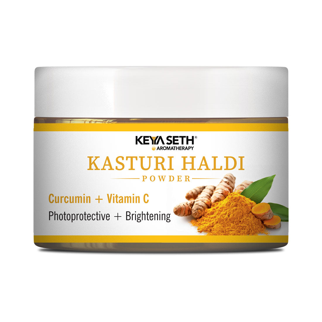 Kasturi Haldi Powder Face Pack with Curcumin & Vitamin C for Soothing, Healing, Skin Purification, Anti-Aging, Acne Reduction & Glowing Skin - Keya Seth Aromatherapy