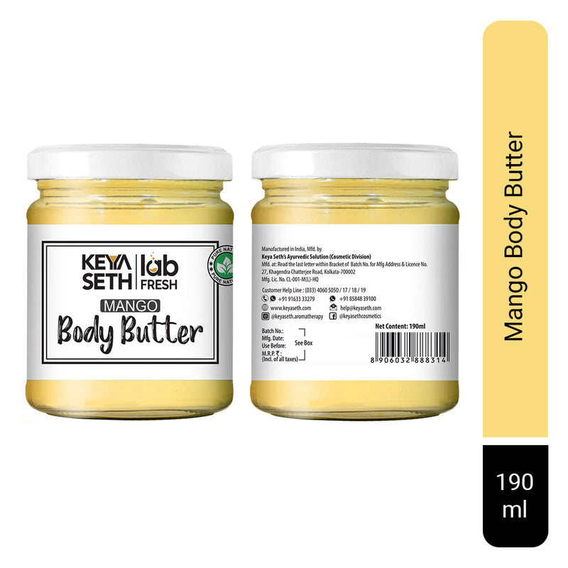 Lab Fresh Mango Body Butter Enriched with Rose & Geranium Oil for Long Last Moisturization & Nourishment for Men & Women All Skin Types