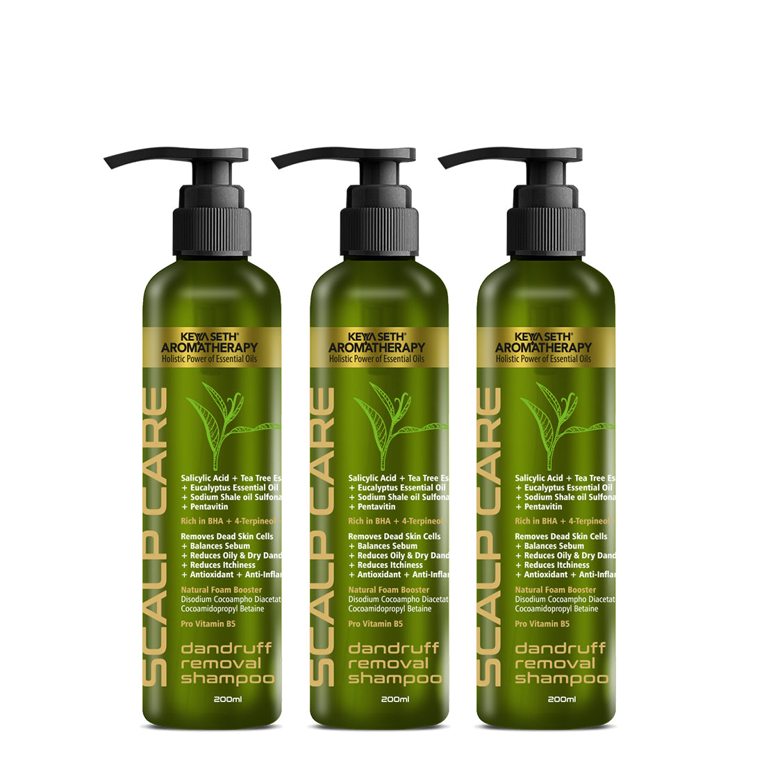 Scalp care Dandruff Removal Shampoo with Salicylic Acid, Tea Tree & Eucalyptus Oil –Reduces Dandruff & Flakes, Soothes Itchy scalp & Nourishes Hair - Keya Seth Aromatherapy