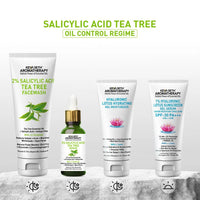 Complete Acne Solution Kit: 2% Salicylic Acid Tea Tree Oil Facewash & Serum with BHA, Terpineol, Ichthyol Pale, Hyaluronic Acid, and Vitamin E for Acne, Pores, and Blemish Control - Keya Seth Aromatherapy