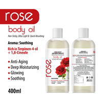 Rose Body Oil - Deep Moisturising, Anti-Ageing, Soothing For Glowing Skin; Non-Sticky, Quick-Absorbing - Keya Seth Aromatherapy