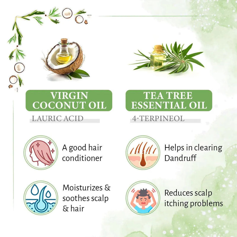 Rosemary Tea Tree Coconut Hair Oil, Hair Growth Anti Dandruff & Itching Nourishment & Moisturizer, Distilled Essential Oil - Keya Seth Aromatherapy