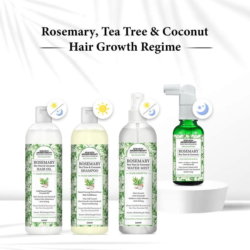 Rosemary Tea Tree Coconut Hair Oil, Hair Growth Anti Dandruff & Itching Nourishment & Moisturizer, Distilled Essential Oil - Keya Seth Aromatherapy