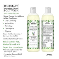 Rosemary Lavender Coconut Body Wash, Glowing Skin Moisturizing & Refreshing, Natural Coconut Derived Foaming + Conditioner, Essential Oil - Keya Seth Aromatherapy