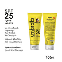 PA+++ UV সুরক্ষা সহ আমব্রেলা সানস্ক্রিন সলিউশন SPF 25, ঘাম প্রতিরোধী ফর্মুলা অয়েল কন্ট্রোল বিশুদ্ধ অপরিহার্য তেল গমের জার্ম এবং বাদাম দিয়ে সমৃদ্ধ