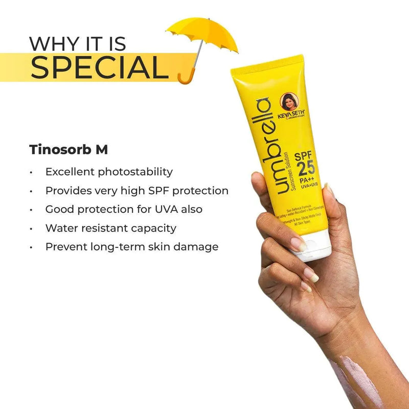 Umbrella Sunscreen Solution SPF 25 with PA+++ UV Protection, Sweat Resistant Formula Oil Control Enriched with Pure Essential Oil wheatgerm & Almond