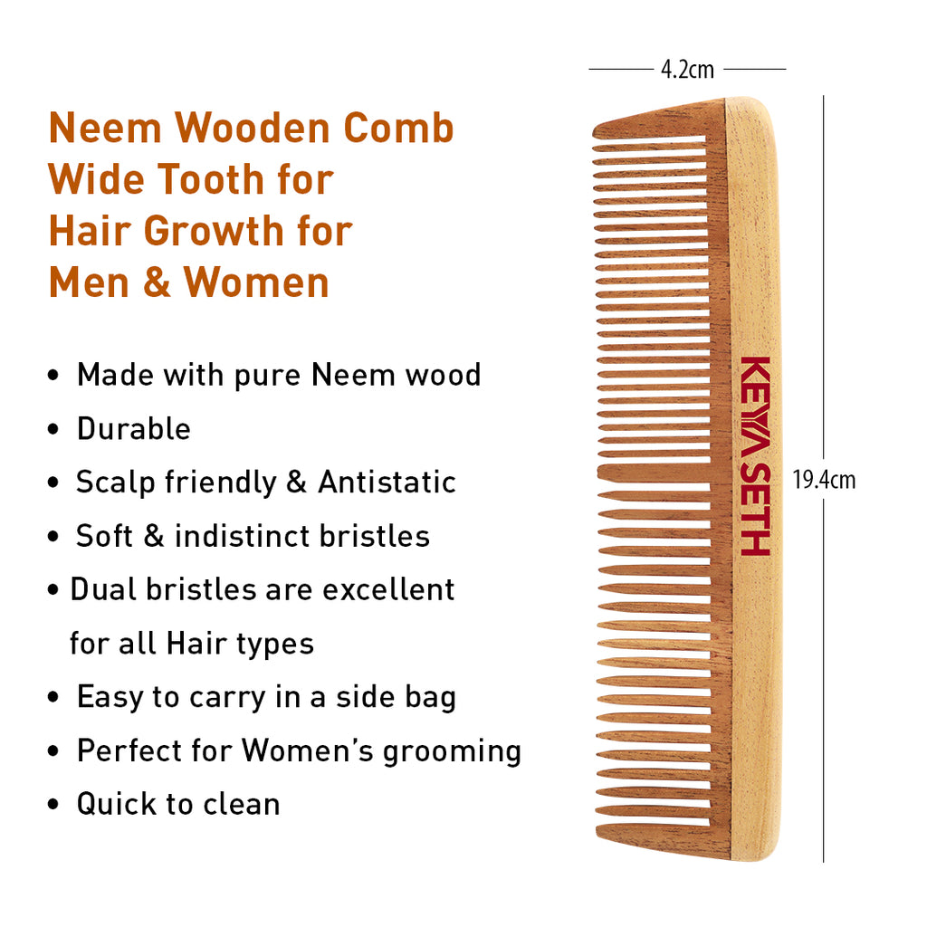 Handmade Neem Wooden Comb for Women Detangling, Promotes Hair Growth, Frizz Control, Perfect for Hair Partition, Suitable for All Hair Types, Dual tooth & Tail Comb Combo