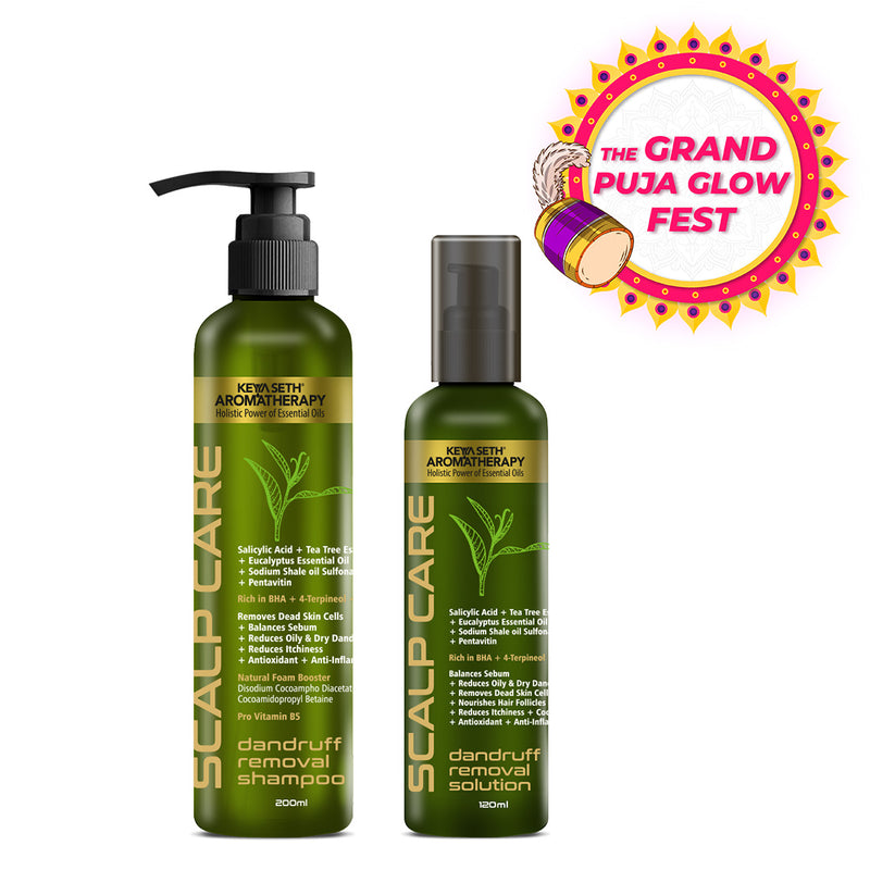 Anti Dandruff Treatment Kit–Shampoo & Solution with Salicylic, Tea Tree & Pentavitin - Keya Seth Aromatherapy