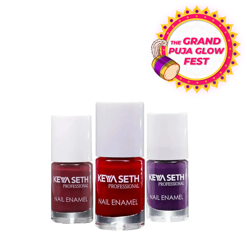 Crimson + Wine N Dine + Grape Love Long Wear Nail Enamel Enriched with Vitamin E & Argan oil - Keya Seth Aromatherapy