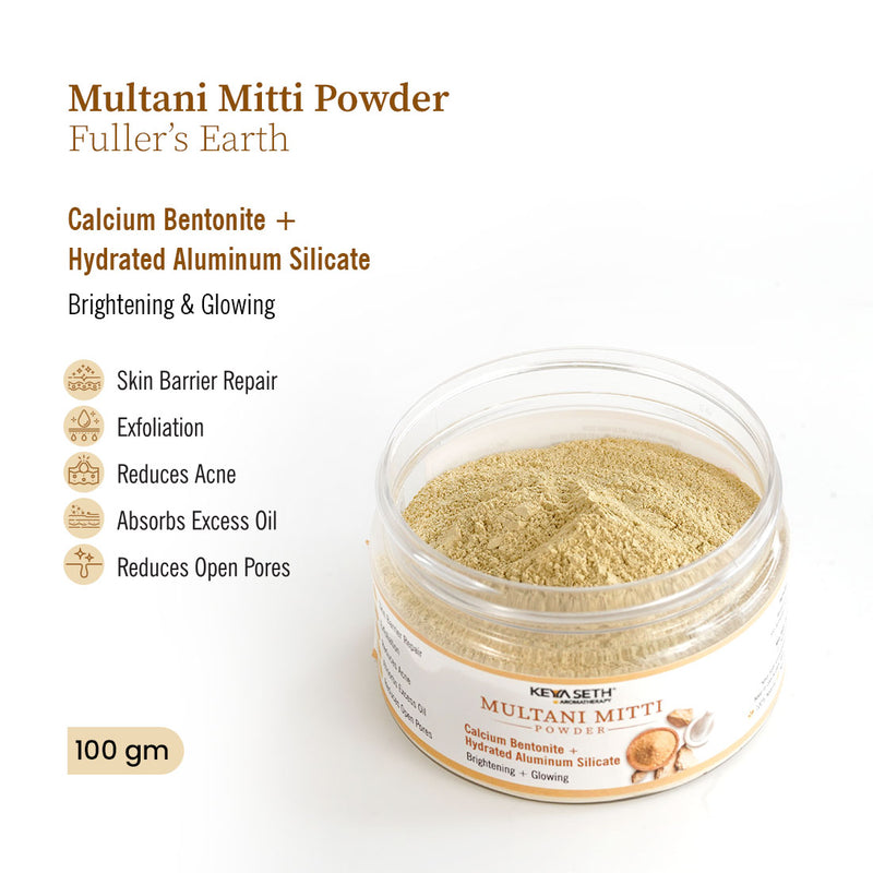 Multani Mitti Face Pack & Green Coconut Toner Combo | Brightening, Hydrating, Soothing, For Combination & Dry Skin, Antioxidants & Intense Moisture - Keya Seth Aromatherapy