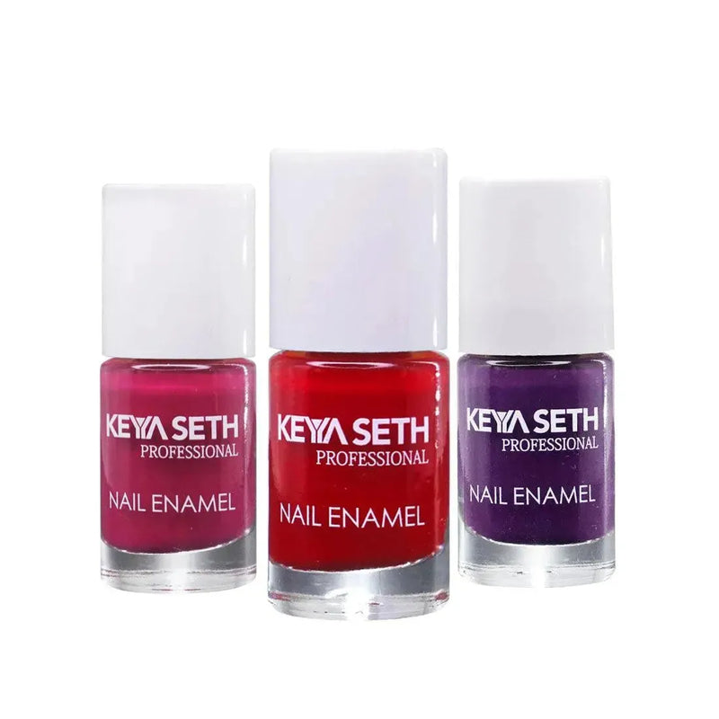 Grape Love + Red Carpet + Flamingo Long Wear Nail Enamel Enriched with Vitamin E & Argan Oil - Keya Seth Aromatherapy