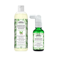 Rosemary Tea Tree Coconut Serum & Shampoo Combo: Reduces Dandruff & Scalp Itching, Hair Growth, Blocks DHT, Steam Distilled Essential Oil, Virgin Coconut Oil With Biotin Caffeine Vitamin E B5 - Keya Seth Aromatherapy