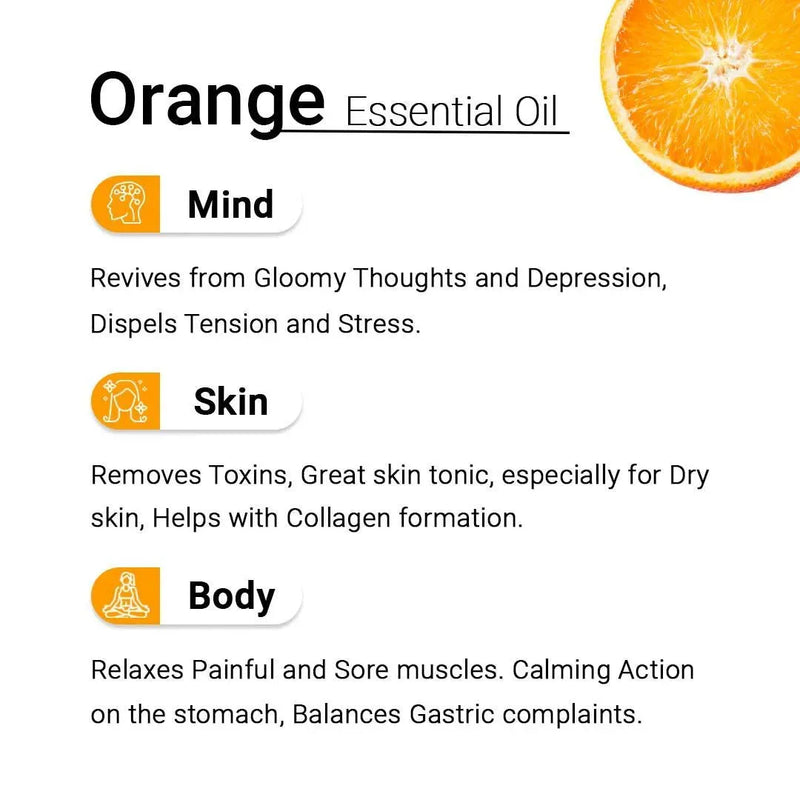 Orange Essential Oil, Therapeutic, Pure & Natural, Refreshing Citrus Fragrance, Antidepressant & Excellent Skin tonic, 10ml, Essential Oil, Keya Seth Aromatherapy