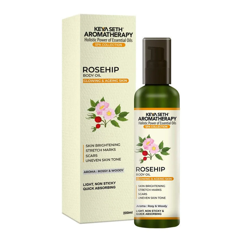 Free Rosehip Body Oil, Glowing, Youthful & Brighter Skin, Reduces Stretch Marks, Scars, Uneven Skin Tone - Keya Seth Aromatherapy