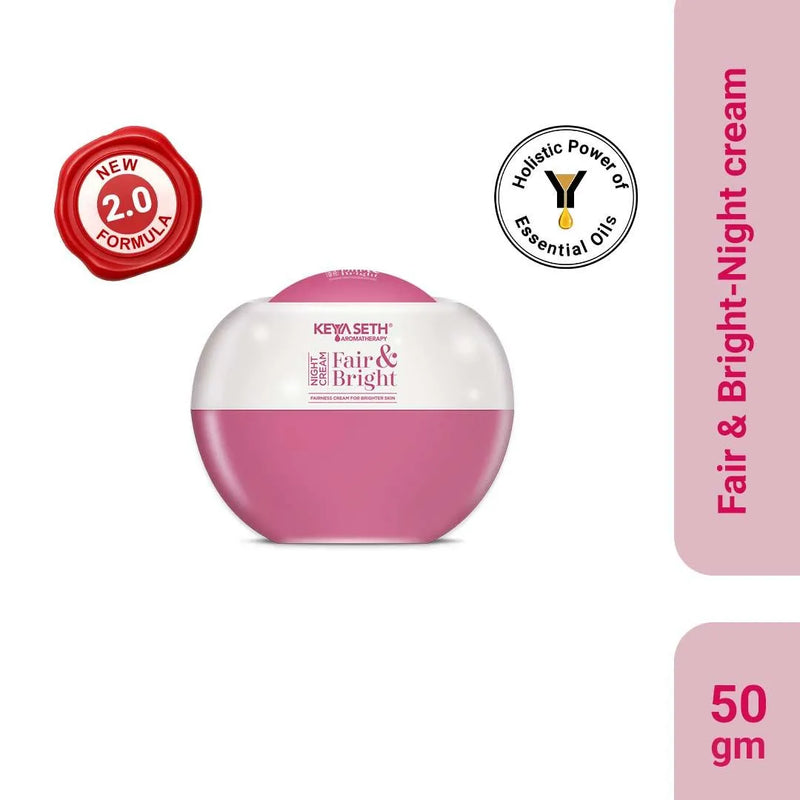 Fair & Bright Night Cream, Skin Brightening, Whitening, with Vitamin C, B3 & B6 Moisturizer with Lavender & Geranium Essential Oil - Keya Seth Aromatherapy