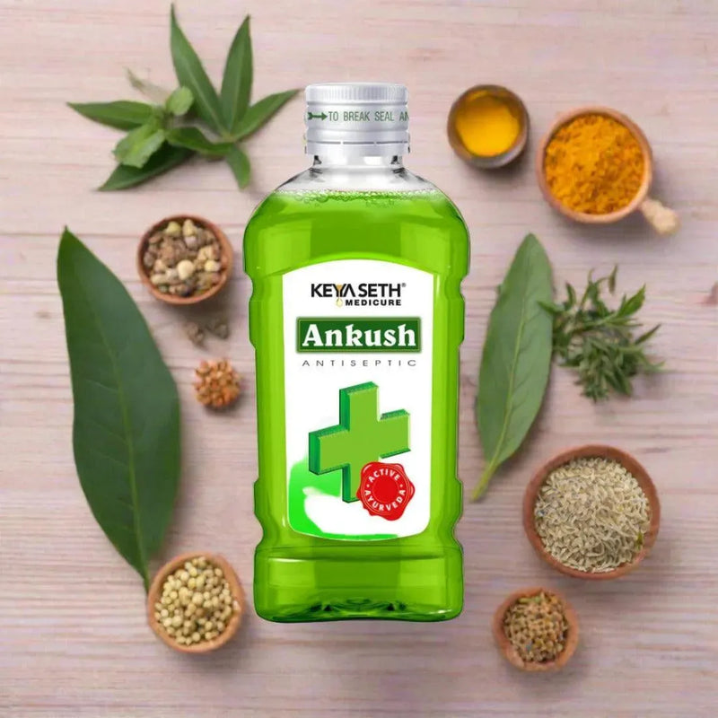 Ankush Ayurvedic Antiseptic Liquid, No Burning Sensation for First Aid & Personal Hygiene, Enriched with Neem, Tulsi, Lavender & Rose Essential Oil - Keya Seth Aromatherapy