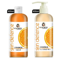 Complete Winter Skin Care Combo Enriched with Vitamin C, Skin Defence Orange Body Oil 400ml + Orange Face & Body Moisturizer 400ml - Keya Seth Aromatherapy