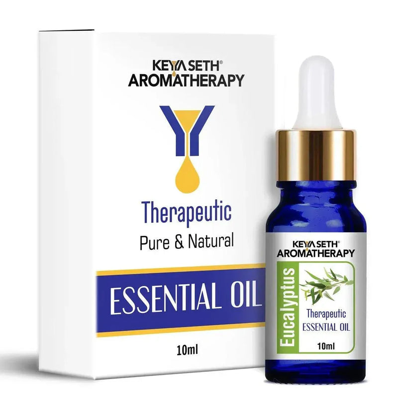 Eucalyptus Essential Oil, Therapeutic, Pure & Natural, Headache, Sinus, Nasal Congestion, Cold & Cough, Antiseptic & Insecticide 10ml - Keya Seth Aromatherapy