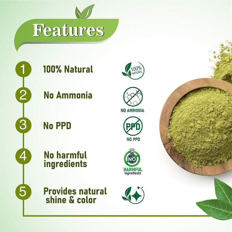 Henna Powder Herbal Hair Colour with Natural Conditioner Makes Hair Soft, Silky, Smooth & Shiny -Enriched with Jojoba, Aloe Vera, Catechu & Tea leaves