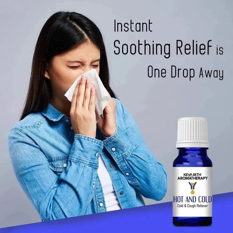 Hot and Cold-Congestion Reliever Steam Inhaler- Prevents Cold and Cough, Flu - Natural Therapeutic Essential Oil Blend Eucalyptus & Peppermint - Keya Seth Aromatherapy