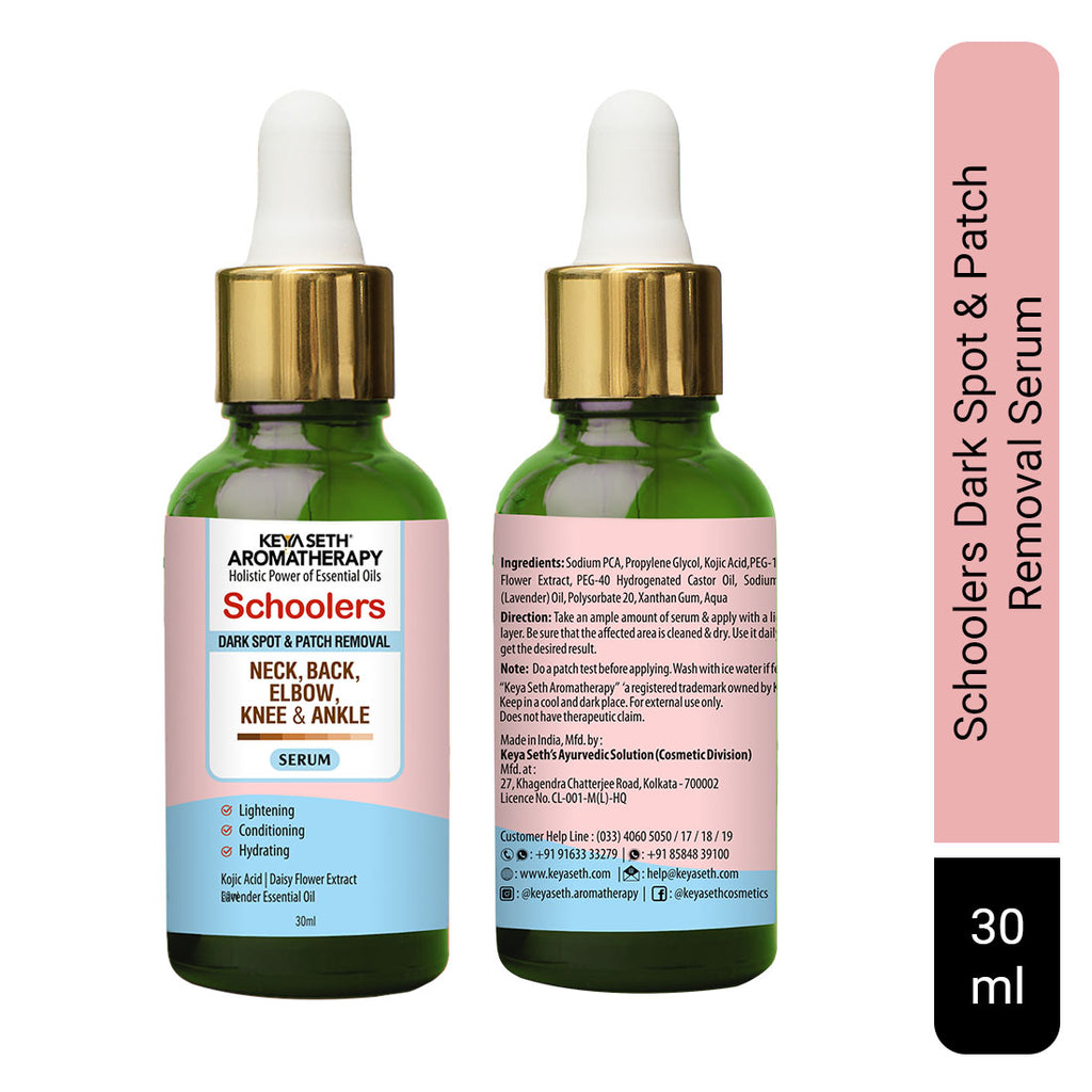 Schoolers Dark Spot & Patch Removal Serum for Neck, Back, Elbow, Knee, Ankle Lightening, Conditioning, Hydrating with Kojic Acid, Lavender Oil, Spot Removal Treatment, Skin Care, Keya Seth Aromatherapy