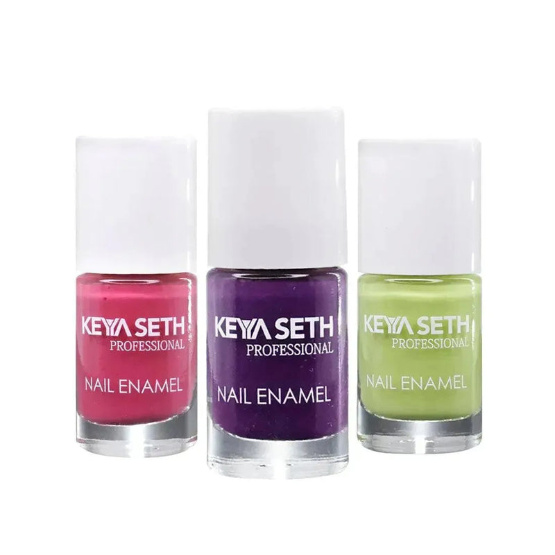 Mint Green + Grape Love + Soothing Pink Long Wear Nail Enamel Enriched with Vitamin E & Argan Oil - Keya Seth Aromatherapy