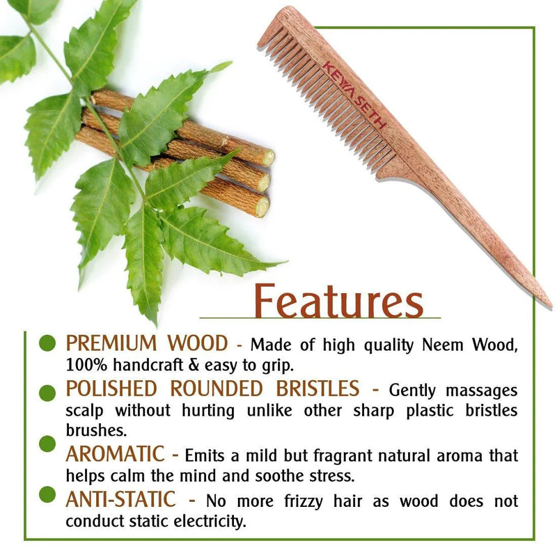 Neem wooden Tail Comb - Keya Seth Aromatherapy